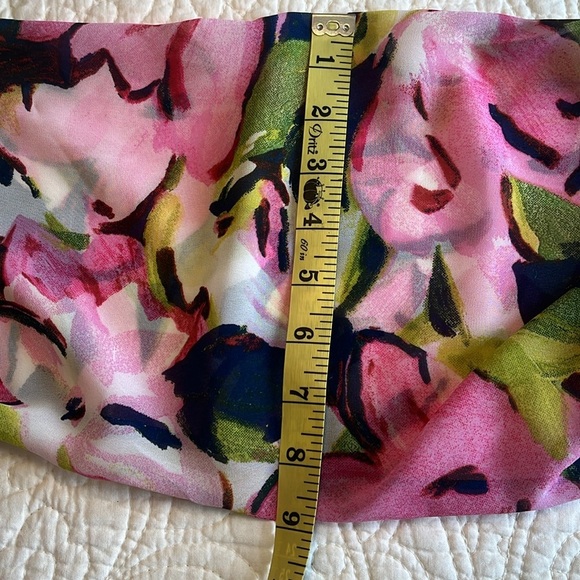 Abercrombie & Fitch Top Sweetheart Neckline Long Sleeves Pink Floral Small Crop - Picture 14 of 17
